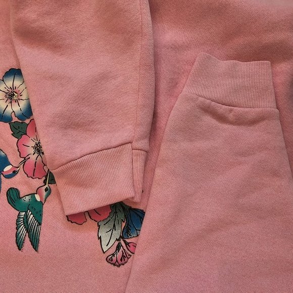 Vintage 80s Pink Crewneck Grannycore Sweatshirt Hummingbirds‎ Flowers M/L USA - Picture 5 of 10